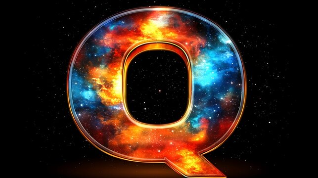 A capital letter q design with a cosmic nebula style. - Powered by Adobe