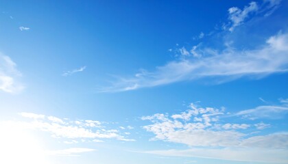 Clear blue sky with scattered clouds