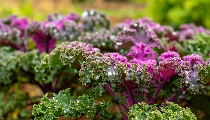 Obraz premium Close-up of vibrant purple and green kale