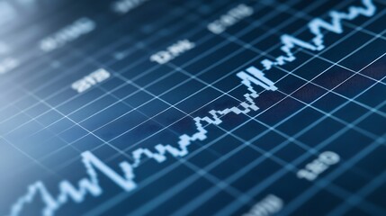 Close-up of a digital display showing fluctuating financial data.