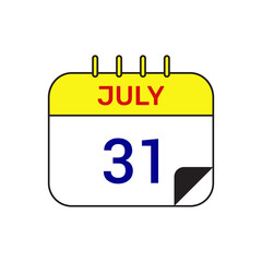 31 july calendar icon vector illustration design
