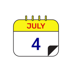 4 july calendar icon vector illustration design