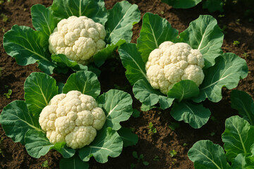 Fototapeta premium Fresh Cauliflower in the Garden - Photo