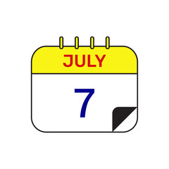 7 july calendar icon vector illustration design