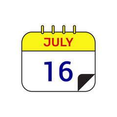 16 july calendar icon vector illustration design