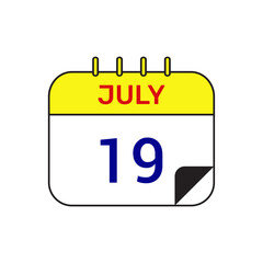 19 july calendar icon vector illustration design