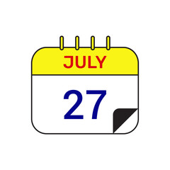 27 july calendar icon vector illustration design