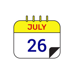 26 july calendar icon vector illustration design