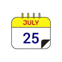 25 july calendar icon vector illustration design