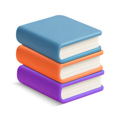 3d book pile, book stack icon, isolated on white background. 3d book stack icon in vector illustration. Vector illustration
