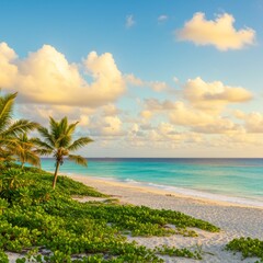 Fototapeta premium Tranquil Tropical Beach at Sunset