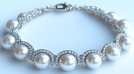 Obraz premium Elegant pearl bracelet with crystal accents.