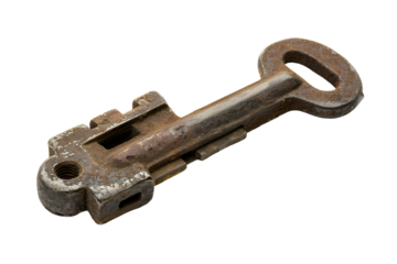 Rusty Old Metal Key Isolated on Black Background