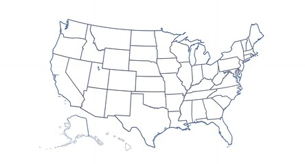 Blank US States Map Outline Simple Political Border Graphic