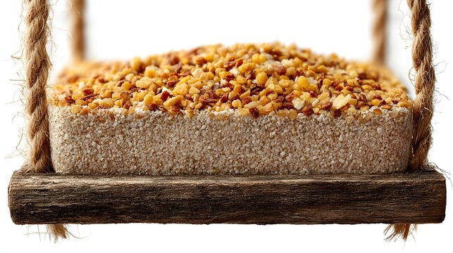 Close-up of a rectangular block of mixed seed.