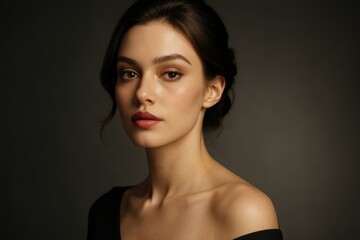 Fototapeta premium Professional portrait photography of elegant woman with sophisticated lighting and contemporary beauty aesthetic