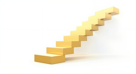 Fototapeta premium Golden Staircase Ascending to Success Abstract 3D Render