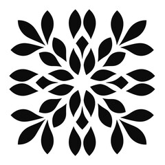 Black floral pattern design with symmetrical leaf motifs suitable for various artistic applications