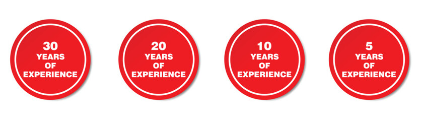Years Experience Badges Red ,experience, years, professional, service, quality, business, expertise, guarantee, 