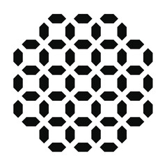 Black and white geometric pattern created with octagonal shapes on a white background