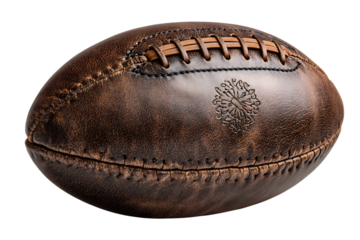Vintage Brown Leather Rugby Ball, Hand Stitched