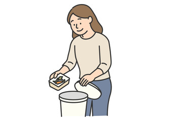 Woman Composting Kitchen Food Waste

A simple illustration of a woman composting food scraps into a bin. This version has no background, making it suitable for use in educational materials