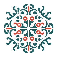 Decorative abstract design featuring intricate patterns in vibrant colors and shapes