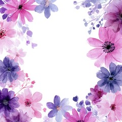 Fototapeta premium Delicate floral frame in shades of pink and purple