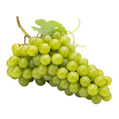 Bunch of Green Grapes with Stem and Leaves.
