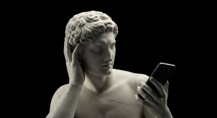 Classical statue using smartphone