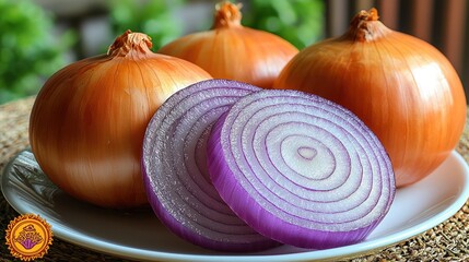 Vibrant Red Onions and Yellow Onions on White Plate