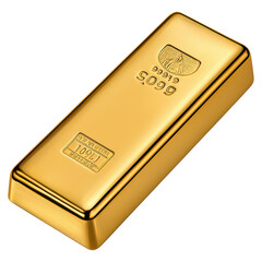 Gleaming Gold Bullion Bar with Stunning Shine and Detail isolated on transparent background.