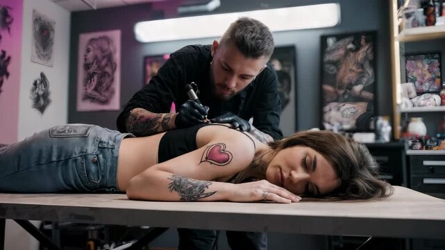 Woman in Tattoo Parlor