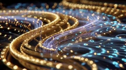 Abstract Digital Flow of Light and Data Particles in Motion