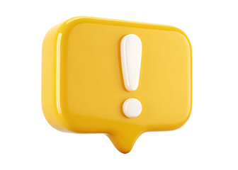 A yellow speech bubble with an exclamation point indicating an important message or notification
