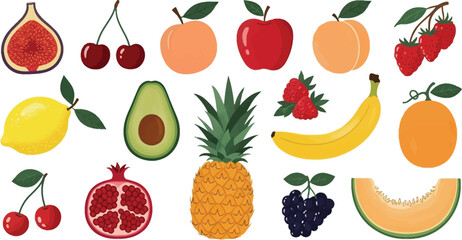 Vector Illustration of Fresh Fruits Collection