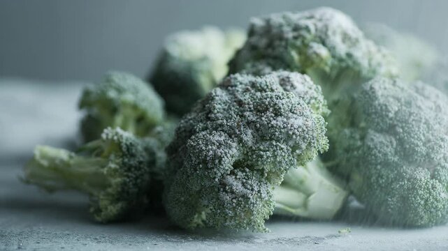 frozen broccoli on a table