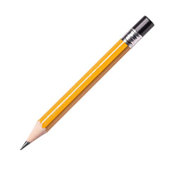 Simple Yellow Pencil with Silver Cap Against White Background isolated on transparent background.