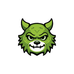 Scary Green Werewolf Head Monster Cartoon Mascot Illustration