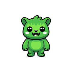 Obraz premium Cute Green Gummy Bear Character Cartoon Vector
