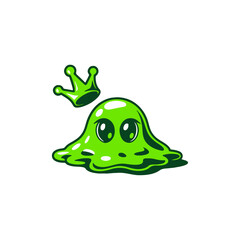 Obraz premium Green Slime Monster with Crown Vector Character