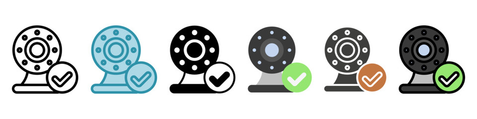 Camera On multi style, mini illustration icon set. Vector for modern concept, print, UI, UX kit, web and app development. related to remote working, work from home