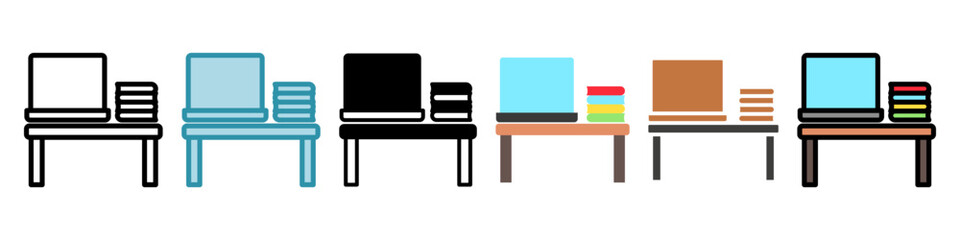 Workspace multi style, mini illustration icon set. Vector for modern concept, print, UI, UX kit, web and app development. related to remote working, work from home