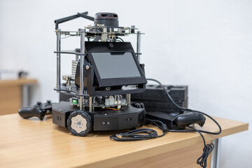 Advanced Robotic Arms inside Plant Assemble Robot for Automotive Industry. Automated Production Line off Hi Tec Robot Arms to transport to Electric Car Smart Factory. Robotic arm manufacturer.