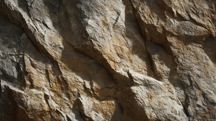 Close-up of a rugged, textured rock surface with natural cracks and varying shades of brown and gray.