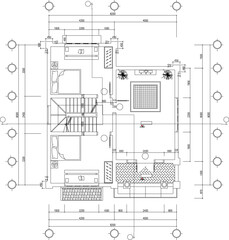 Vector sketch illustration silhouette drawing architectural design interior plan site plan layout section view facade of two-story classic vintage ethnic house with furniture and size scale