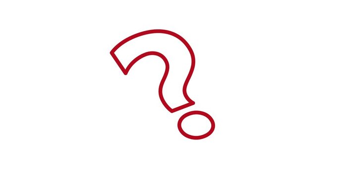 Question mark symbol concept with a red pencil drawing an interrogation point sign on white background.