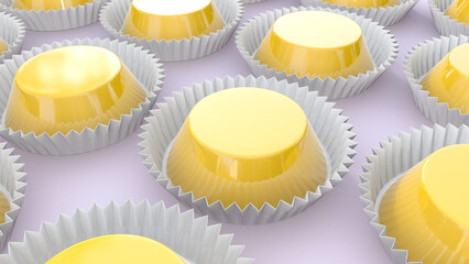 Quindin typical brazilian dessert made of eggs 3D render