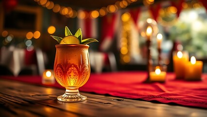 A traditional red-and-white rosette pinned on linen, glowing under golden sunlight during Peru's Independence Day celebration.