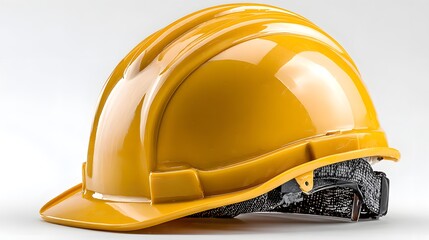 Close-up view of a bright yellow safety helmet.